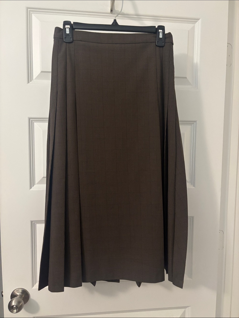 Wilfred Artizia Cala Brown Herringbone Plaid Midi pleated Skirt SZ 6 Structured